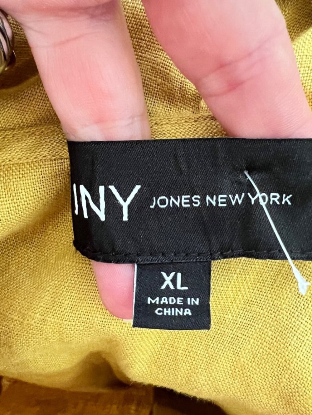 NEW Jones New York LINEN safari jacket shirt hoodie XLARGE mustard Yellow - Picture 5 of 6